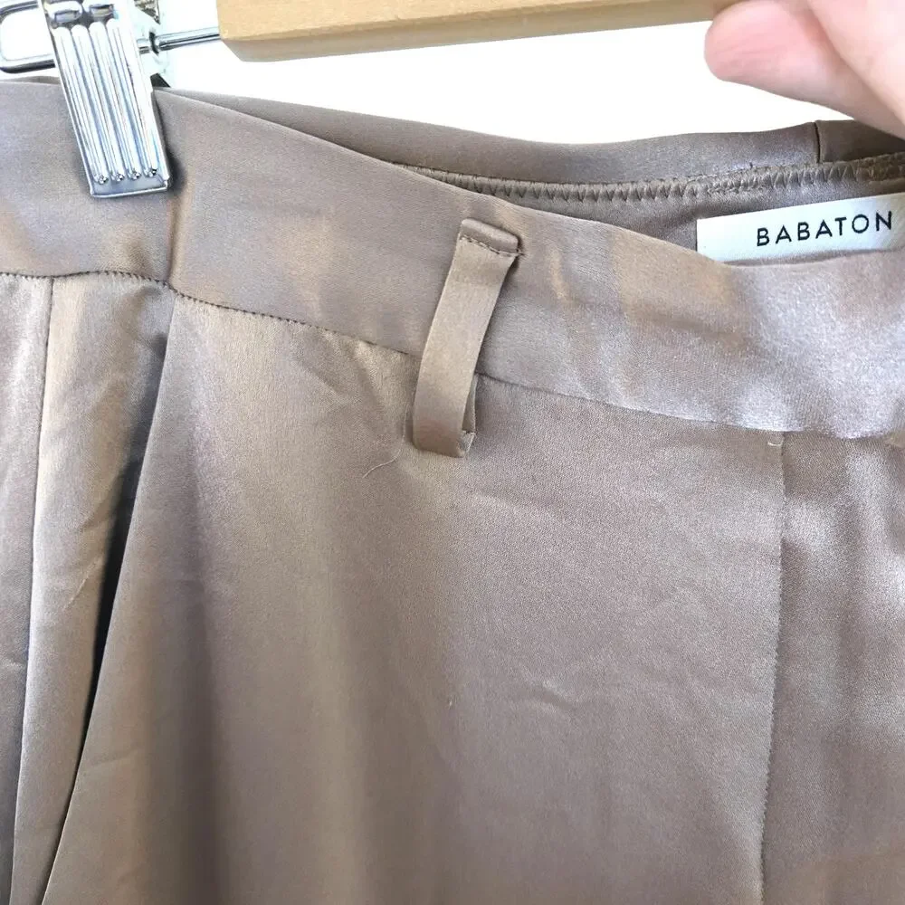 Babaton Aritzia Size 10 Champagne Taupe Refined Satin Cargo Wide Leg Pants - Picture 5 of 10